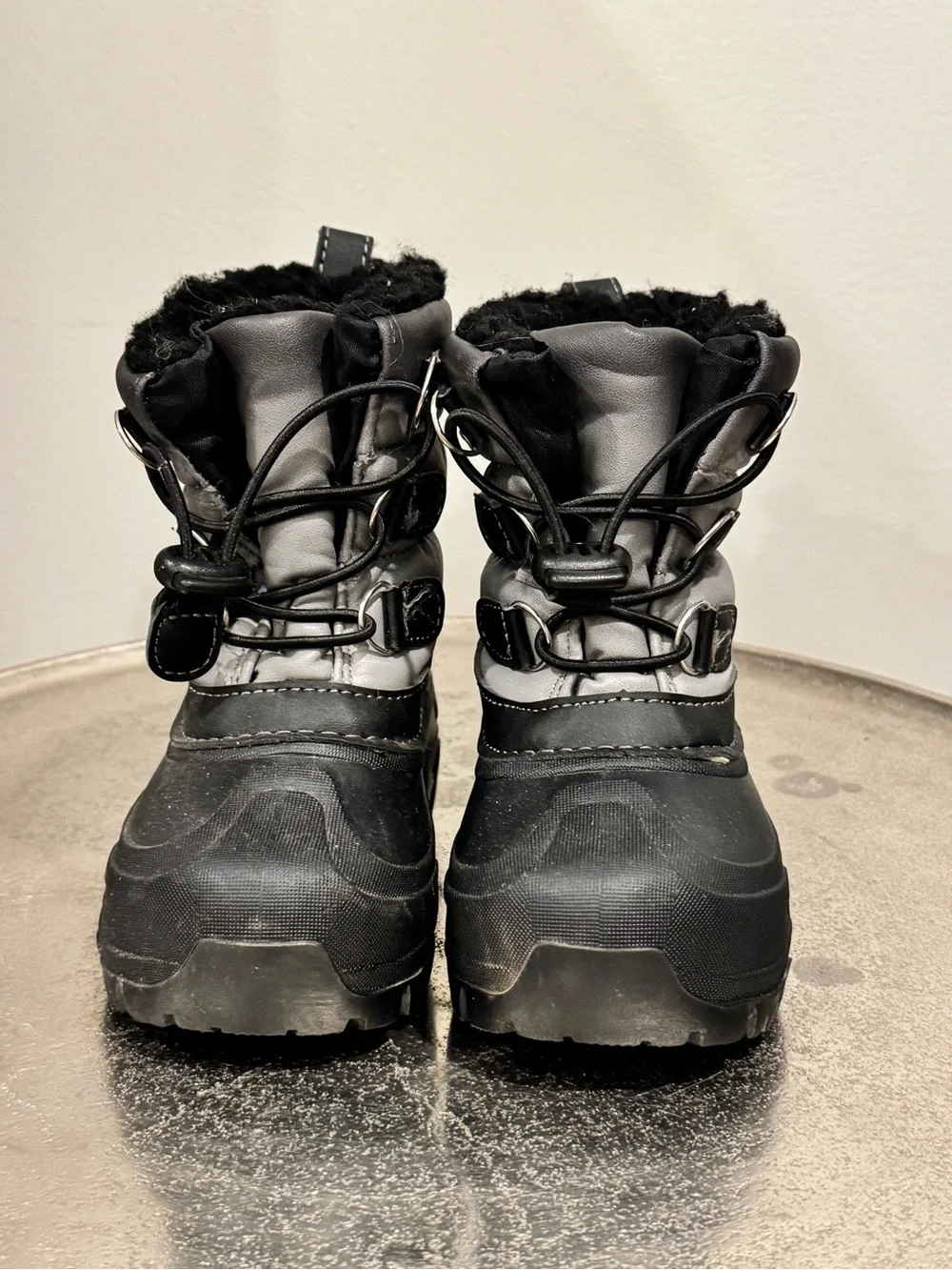 Kids Black & Gray Insulated Rain and Snow Boots